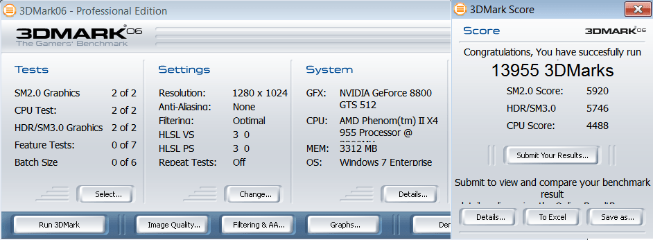 3DMark06 - benchmark results