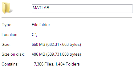 MATLAB folder size