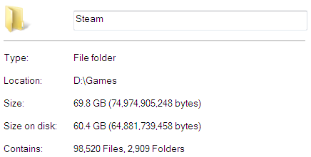 Steam folder size