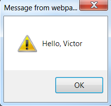 hello victor message box