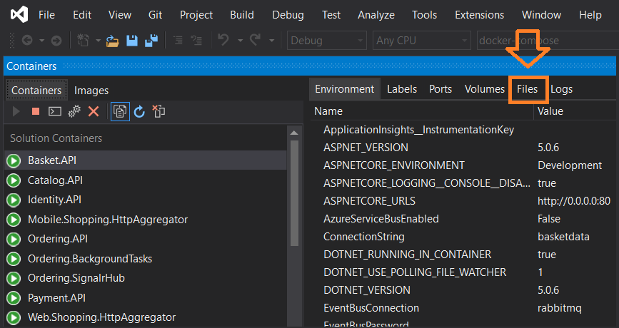 viewing docker containers from Visual Studio
