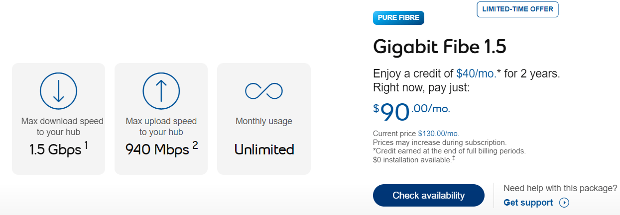 bell internet public price